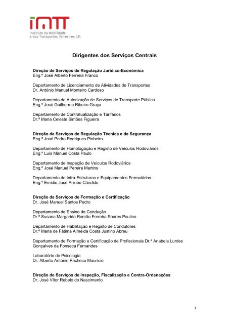 Dirigentes ServiÃ§os Centrais Maio 2012 - IMTT