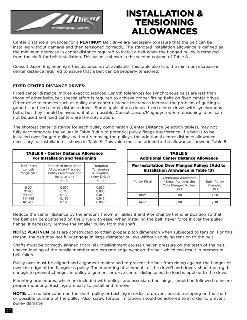 Platinum Belt Design Manual - Jason Industrial