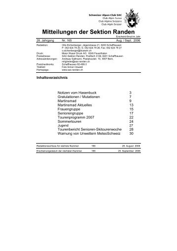 Ausgabe 165 - SAC Sektion Randen