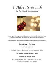 1. Advents-Brunch - Parkhotel St. Leonhard