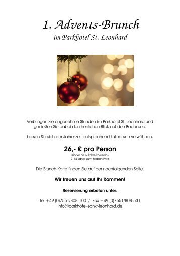 1. Advents-Brunch - Parkhotel St. Leonhard