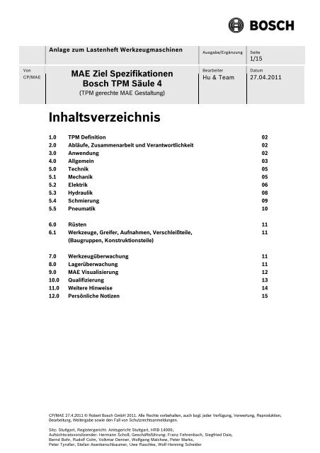 MAE Ziel Spezifikationen Bosch TPM SÃ¤ule 4