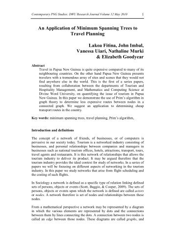 An application of minimum spanning trees to travel planning - Informit