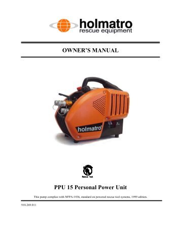 OWNER'S MANUAL PPU 15 Personal Power Unit - SOLD