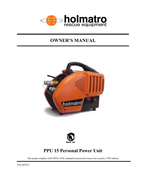 OWNER'S MANUAL PPU 15 Personal Power Unit - SOLD