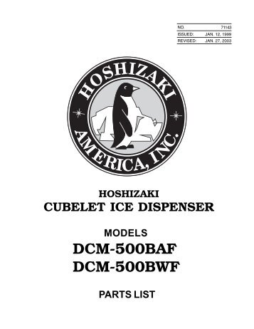 models dcm-500baf dcm-500bwf - Hoshizaki America, Inc.