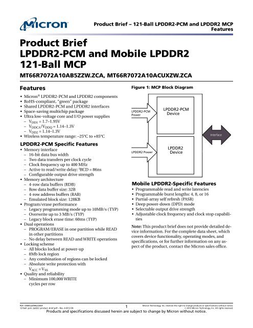 Mobile LPDDR2 PCM Micron