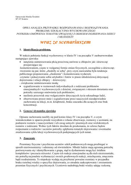 SCENARIUSZ CYKLU LEKCJI "Czas przemian"