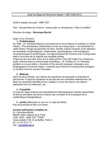 Sujet de Stage de Recherche Master 2 SEP 2006-2007 - LIS