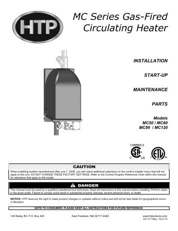 MC Series Gas-Fired Circulating Heater - Heat Transfer Products, Inc