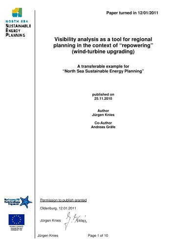 Visibility analysis as a tool for regional planning in ... - North Sea SEP