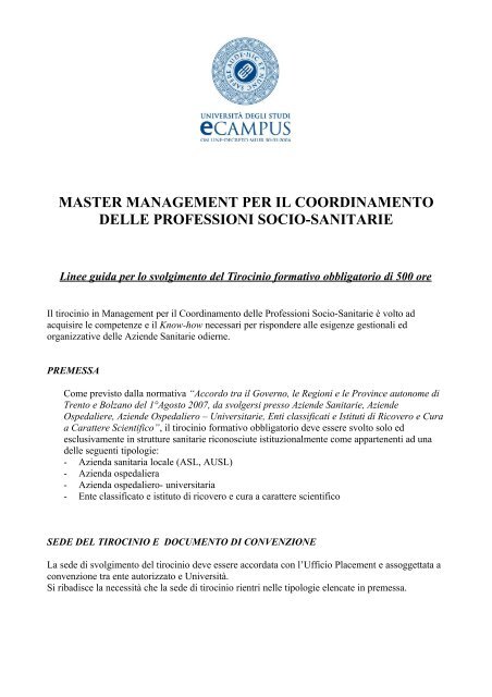 master management per il coordinamento delle ... - eCampus