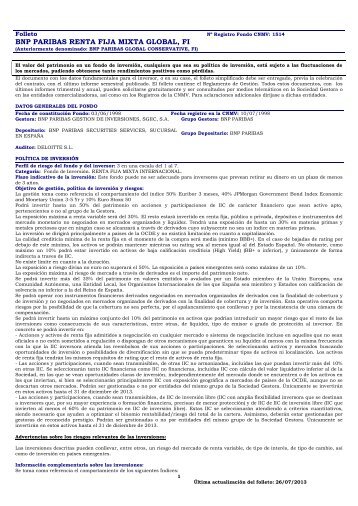 Folleto Informativo - BNP Paribas Wealth Management EspaÃ±a