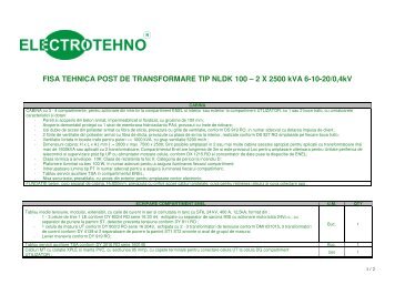 Fisa tehnica post trafo tip NLDK - Electrotehno