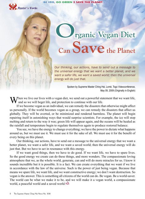 Organic Vegan Diet Can Savethe Planet