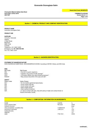 Chemwatch MSDS Print - Wattyl