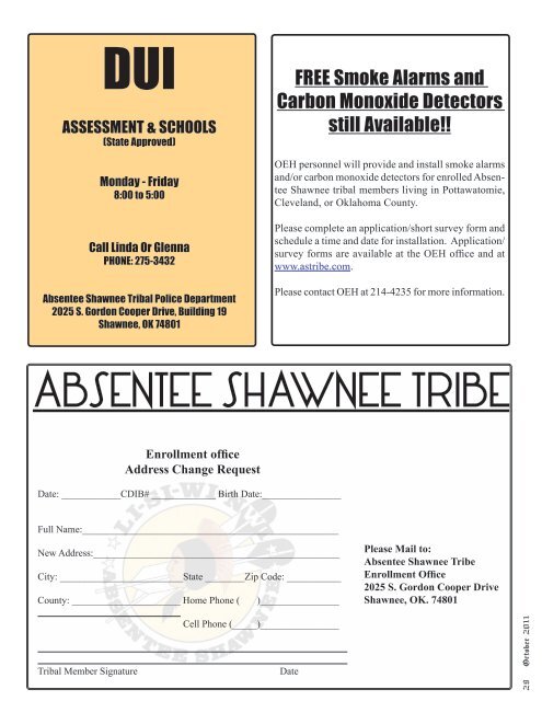 October 2011 - Absentee Shawnee Tribe Of Oklahoma