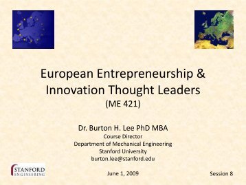 Presentation - European Entrepreneurship and Innovation Thought ...