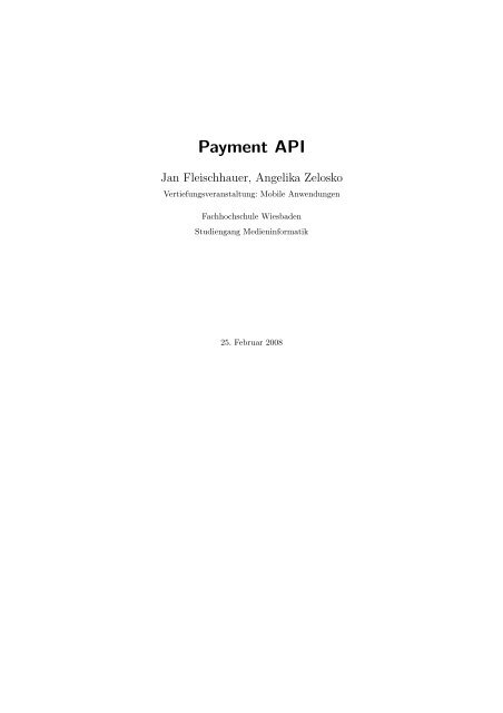 Payment API - Medieninformatik