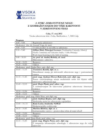 3. stiki zdravstvene nege - Visoka zdravstvena Ã…Â¡ola v Celju