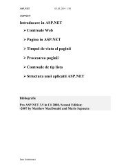 Introducere in ASP.NET Controale Web Pagina in ... - Profs.info.uaic.ro