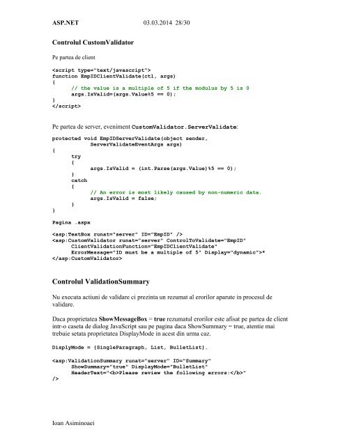 Introducere in ASP.NET Controale Web Pagina in ... - Profs.info.uaic.ro