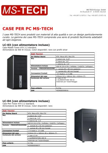 CASE PER PC MS-TECH