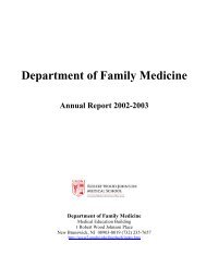 Department of Family Medicine - Robert Wood Johnson Medical ...