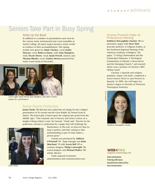 Seniors Take Part in Busy Spring - Austin College Magazine