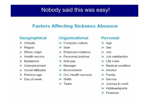 Barriers and Success Factors in Absence Management - CIPD