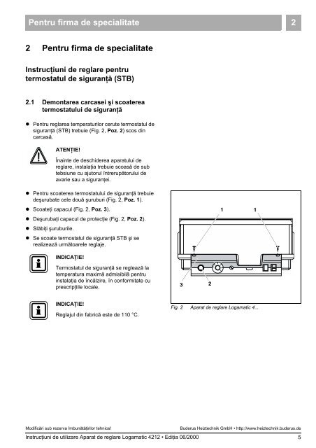 InstrucÅ£iuni de utilizare - Buderus