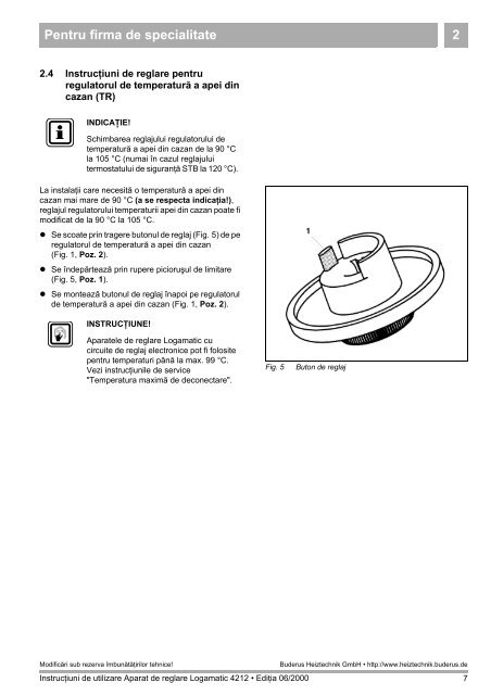 InstrucÅ£iuni de utilizare - Buderus