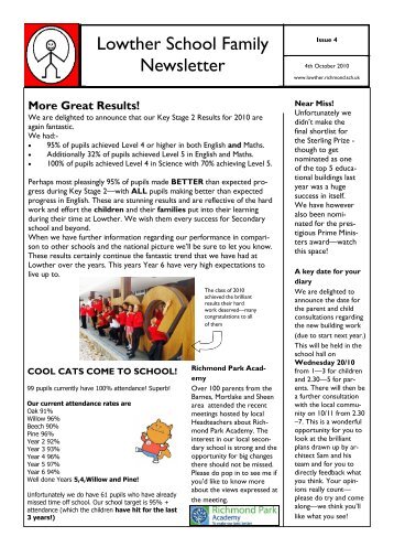 4th October 2010 Newsletter - Lowther Primary School