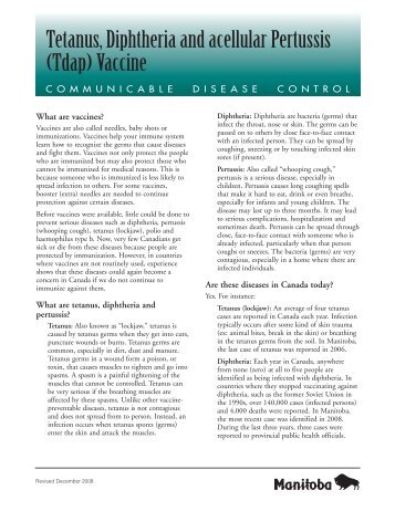 Tetanus, Diphtheria and acellular Pertussis (Tdap) Vaccine