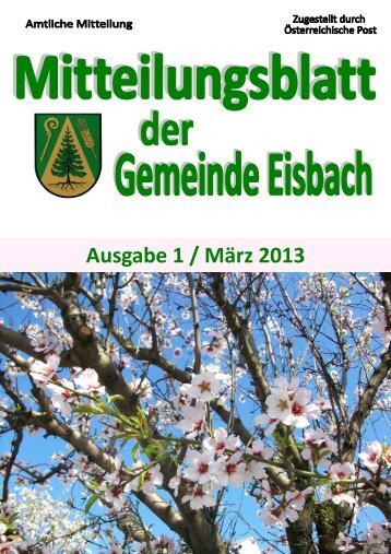 Mitteilungsblatt Ausgabe 1 ~ MÃ¤rz 2013.pdf - Gemeinde Eisbach