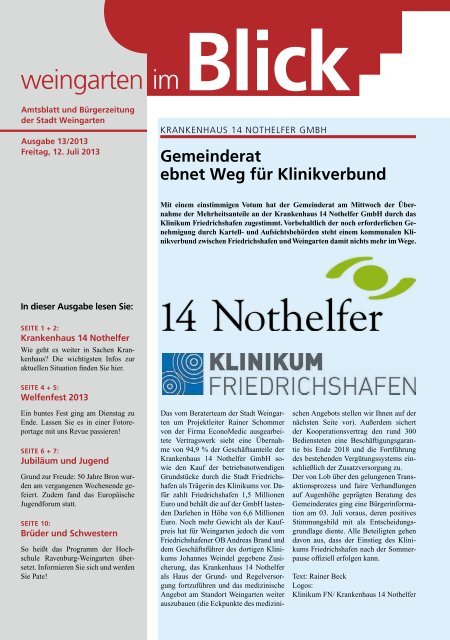 Ausgabe 13/2013 - Weingarten im Blick