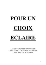 POUR UN CHOIX ECLAIRE - Service de nÃ©phrologie dialyse