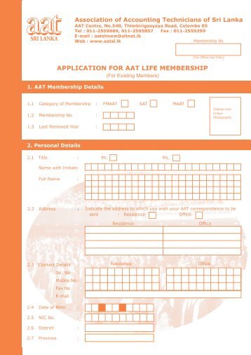 Life Membership Application Form For Existing Members