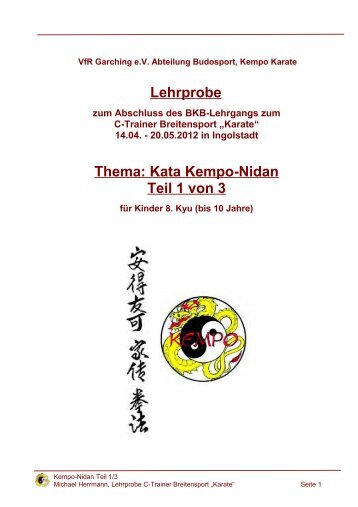 Kempo-Nidan Teil 1/3 - VfR Garching eV Abteilung Budosport