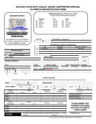 Unattached Special Olympic Registration Form 2013-14