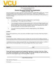 Honors Housing Contract and Application - VCU Honors College ...