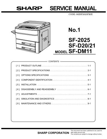 SERVICE MANUAL No.1 MODEL SF-2025 MODEL SF-D20/21 ...