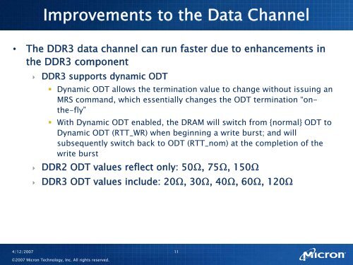 DDR3 RDIMMs Channel - Micron