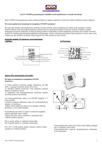 Salus T105RF vartotojo instrukcija - ARX TECHNOLOGIES