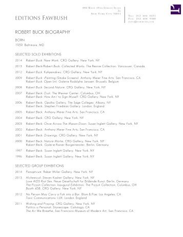 ROBERT BUCK BIOGRAPHY - Editions Fawbush