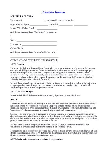 Scrittura privata tra Artista e Produttore - Energie in Divenire