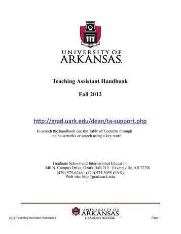 UofA Teaching Assistant Handbook - The Graduate School