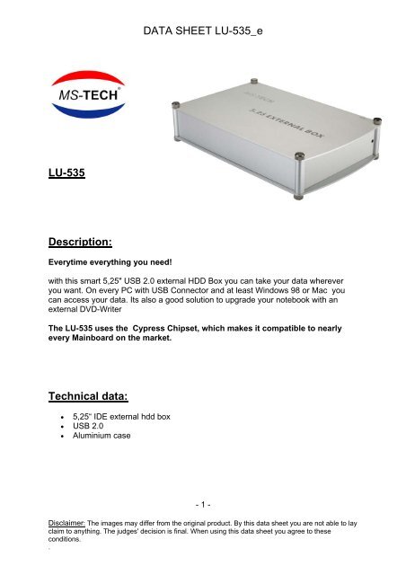 DATA SHEET LU-535_e LU-535 Description: Technical ... - MS-Tech
