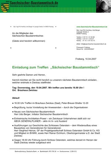 Einladung Sächsischer Baustammtisch - MB-Riskmanagement