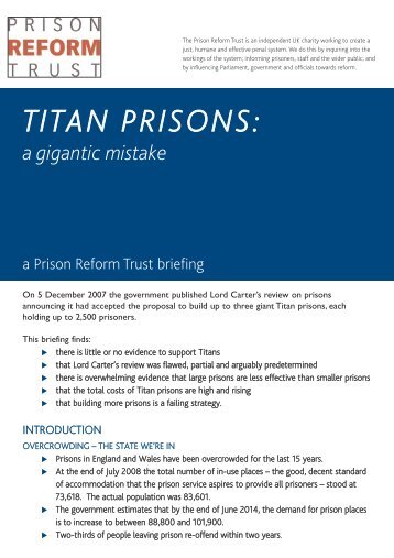 Titan Prisons: A Gigantic Mistake - Prison Reform Trust